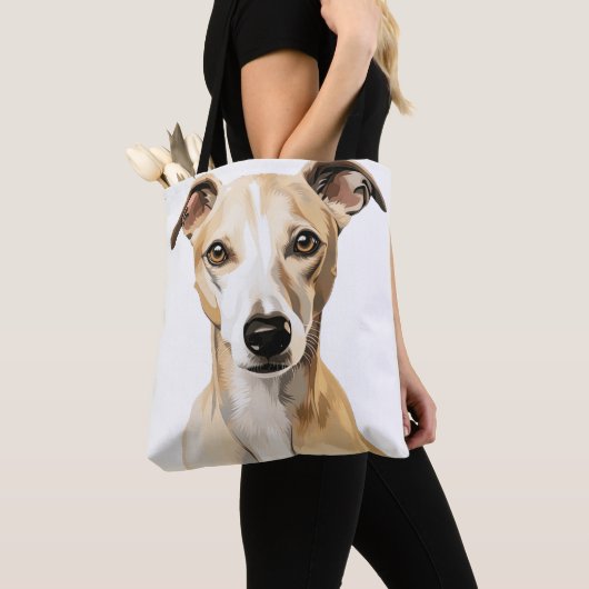 TOTE BAG BELLE FAUNE ET CHIEN À BLANC BLANC (De près)