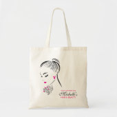 Tote Bag Belle femme avec boucles d'oreilles roses marque (Devant)