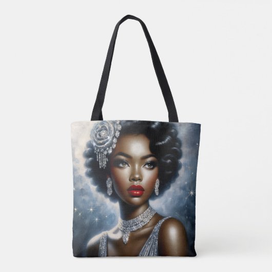 Tote Bag Belle Femme Noire Glamour Aesthétique (Dos)
