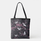 Tote Bag Belle fleur de cerisier de grue d'origami japonais (Dos)