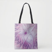 Tote Bag Belle Fleur rose moderne Fractal Art Abstrait (Devant)