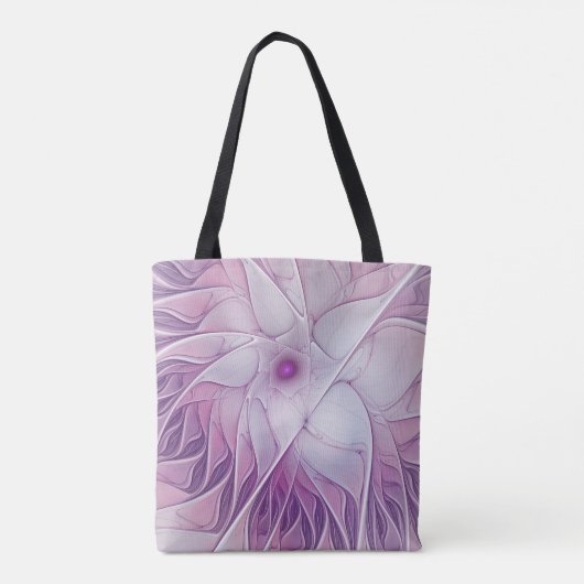 Tote Bag Belle Fleur rose moderne Fractal Art Abstrait (Dos)
