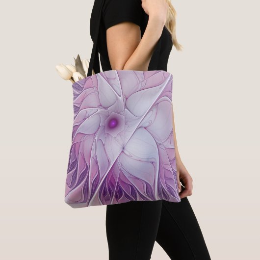 Tote Bag Belle Fleur rose moderne Fractal Art Abstrait (De près)