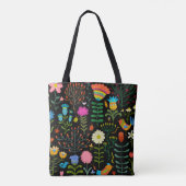 Tote Bag Belle fleurs dessinée à la main illustration motif (Dos)