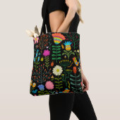 Tote Bag Belle fleurs dessinée à la main illustration motif (De près)