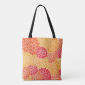 Tote Bag Belle florale orange et rouge dahlia (Dos)