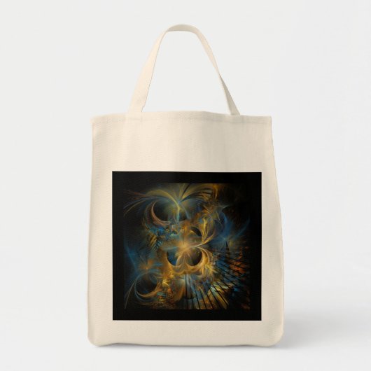 Tote Bag Belle fractale bleue et dorée (Devant)