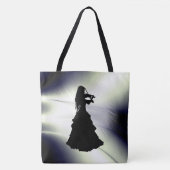 Tote Bag Belle Gitane Joue Violon Vert (Devant)