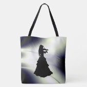 Tote Bag Belle Gitane Joue Violon Vert (Dos)