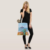 Tote Bag Belle glace manger dino à la plage (Sur le modèle)
