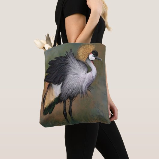 Tote Bag Belle grise couronnée grise - Art Peinture à la mo (De près)