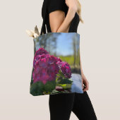 Tote Bag Belle hydrangée violette fleurie fourre-tout (De près)
