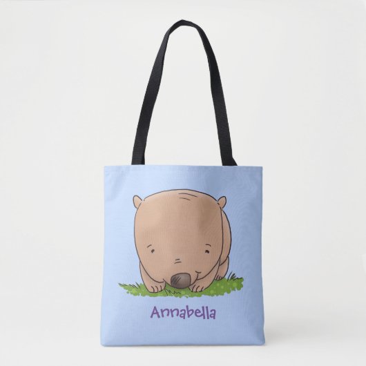 Tote Bag Belle illustration de dessin animé de bébé wombat (Devant)