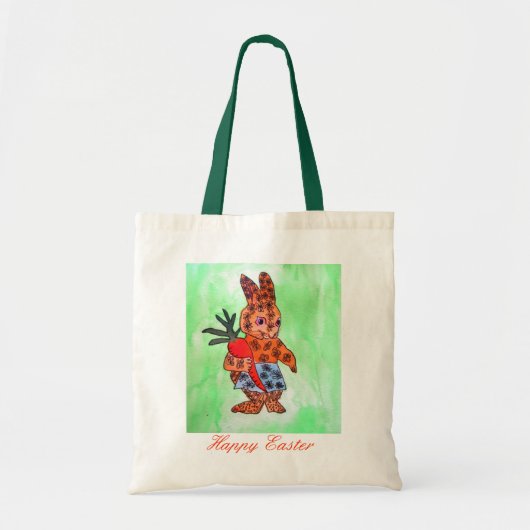 Tote Bag Belle illustration de lapin de Pâques avec carotte (Devant)