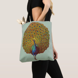 Tote Bag belle impression de paon victorien