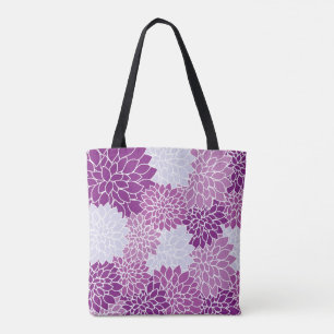 Tote Bag Belle Lavande Violette Lilac Blanc Dahlia Floral