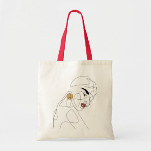 Tote Bag Belle Madame avec schéma minimal rouge à lèvres