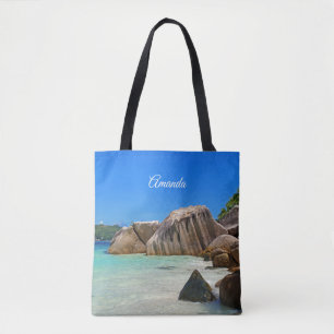 Tote Bag Belle Mer Tropicale avec Côte Rocheuse Couverte