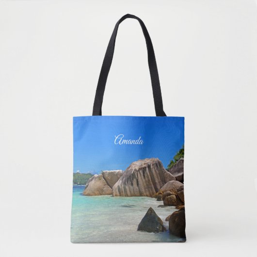 Tote Bag Belle Mer Tropicale avec Côte Rocheuse Couverte (Devant)