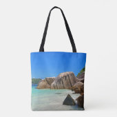 Tote Bag Belle Mer Tropicale avec Côte Rocheuse Couverte (Dos)