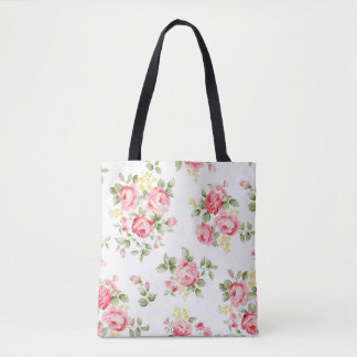 Tote Bag Belle motif de fleur rose, petite bouqu fleurie