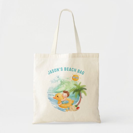 Tote Bag Belle nage Nom de plage Garçon (Devant)