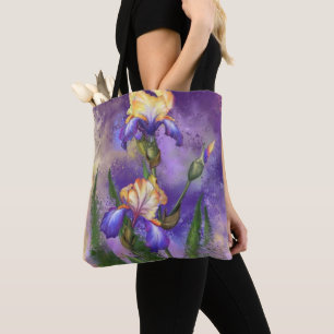 Tote Bag Belle peinture à fleurs violettes d'Iris  