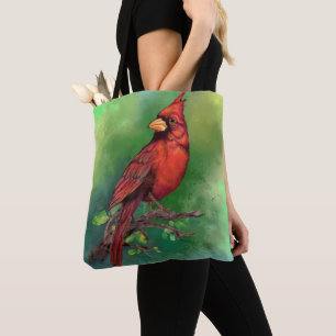 Tote Bag Belle peinture d'oiseaux du Cardinal rouge du Nord