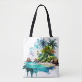 Tote Bag Belle Plage Océan Vagues Sable Coquilles de mer (Devant)