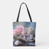 Tote Bag Belle Plage Roses Coquillages De Corail Perles (Dos)