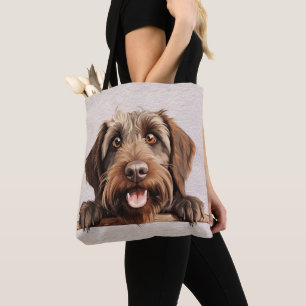 TOTE BAG BELLE POINTE À POILS DURS BROWN GRIFFON CHIEN
