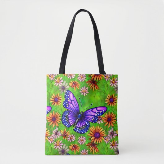 Tote Bag Belle prairie à papillon pourpre (Devant)