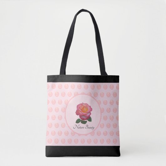 Tote Bag Belle Rose Rose Et Points (Devant)