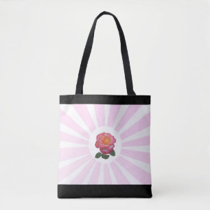 Tote Bag Belle Rose Rose Et Rayons Roses