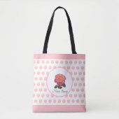 Tote Bag Belle rose rose rose et Pois (Devant)