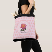 Tote Bag Belle rose rose rose et Pois (De près)