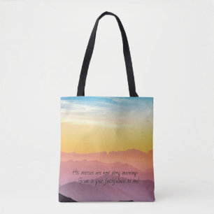 Tote Bag Belle scène matinale avec écriture.