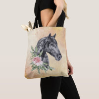 Belle tête de cheval noir Portrait d'aquarelle