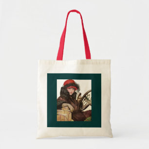 Tote Bag Belle, une dame vintage faisant des achats de Noël