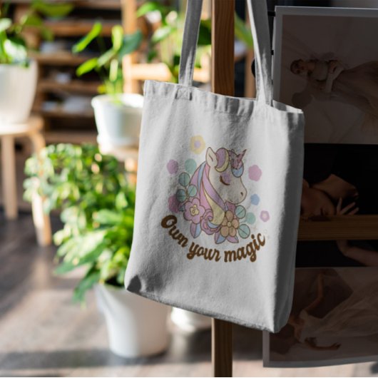 Tote Bag Belle Unicorne Avec Fleurs
