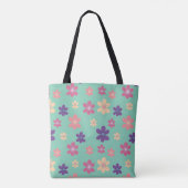 Tote Bag Belle Violet rose Fleurs Jaunes avec nom (Dos)