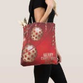 Tote Bag Belles boules de Noël rouges et dorées (De près)