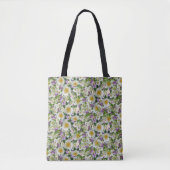 Tote Bag Belles fleurs blanches et violettes (Devant)