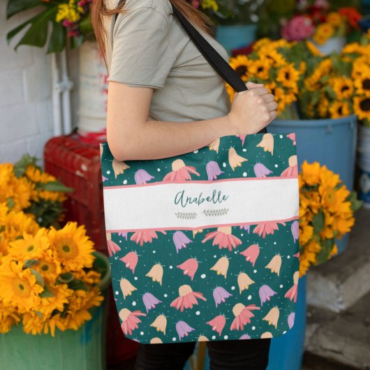 Tote Bag Belles fleurs de champ avec nom