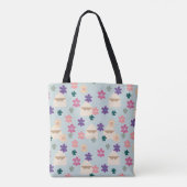 Tote Bag Belles fleurs et enveloppes violettes avec nom (Dos)