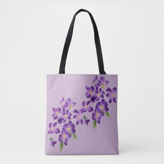 Tote Bag Belles fleurs violettes colorées (Devant)
