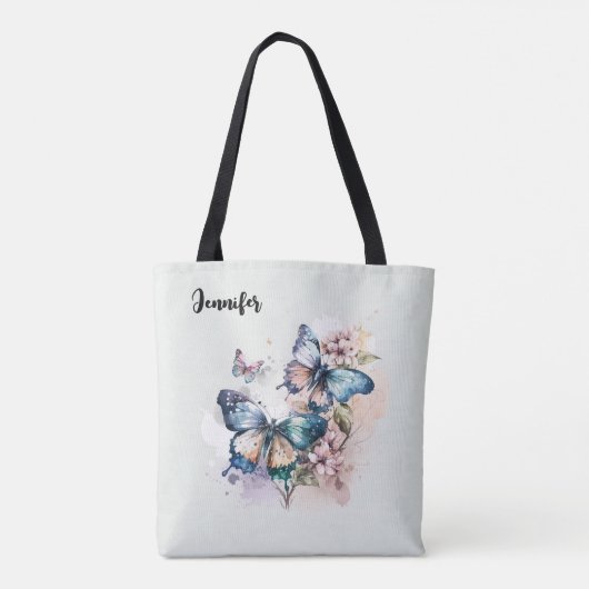 Tote Bag Belles papillons et fleurs (Dos)