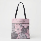 Tote Bag Belles pavois 3D rose-gris (Devant)