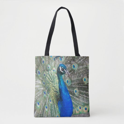 Tote Bag Belles plumes de paon bleu (Devant)
