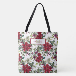 Tote Bag Belles pointes rouges et fleurs blanches